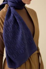 Bambunoor Marineblauw Naia Katoenen Sjaal - Afbeelding 4