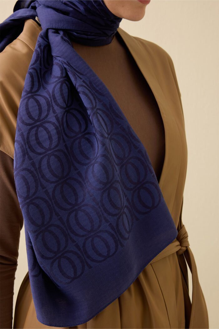 Bambunoor Marineblauw Naia Katoenen Sjaal - Afbeelding 4
