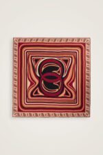 Dalgaların İçinde Bordeaux Dubbelzijdige Twill Zijden Hoofddoek - Afbeelding 2