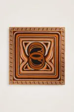 Dubbelzijdige twill-zijden hoofddoek bruin-oranje – Dalgaların İçinde, 94×94 cm - Afbeelding 3
