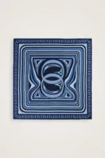 Dubbelzijdige twill-zijden hoofddoek paars-donkerblauw – Dalgaların İçinde, 94×94 cm - Afbeelding 2