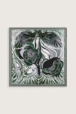 Gelincik Grijs-Groen Dubbelzijdige Twill Zijden Hoofddoek - Afbeelding 4