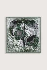 Dubbelzijdige twill-zijden hoofddoek grijs-groen – Gelincik, 94×94 cm - Afbeelding 4