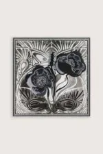 Dubbelzijdige twill-zijden hoofddoek grijs-groen – Gelincik, 94×94 cm - Afbeelding 3
