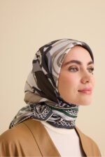 Gelincik Grijs-Groen Dubbelzijdige Twill Zijden Hoofddoek