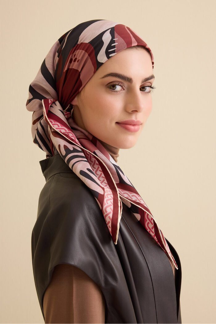 Gelincik Oudroze-Roze Dubbelzijdige Zijden Hoofddoek - Afbeelding 5