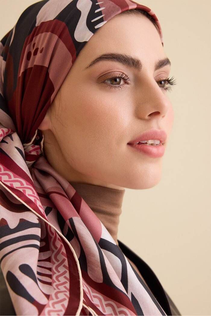 Gelincik Oudroze-Roze Dubbelzijdige Zijden Hoofddoek - Afbeelding 3