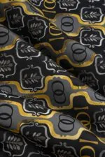 Twill-zijden hoofddoek zwart-goud – Girdap, 95×95 cm - Afbeelding 3