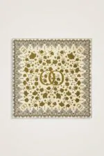 Dubbelzijdige twill-zijden hoofddoek crème-geel – Gül Dantel, 90×90 cm - Afbeelding 3