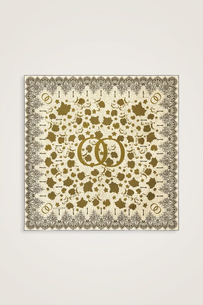 Gül Dantel Crème-Geel Dubbelzijdig Twill Zijden Hoofddoek - Afbeelding 3