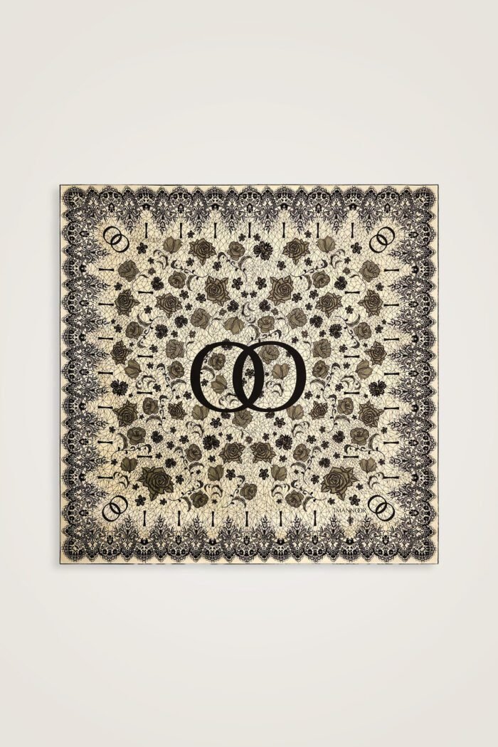 Gül Dantel Crème-Geel Dubbelzijdig Twill Zijden Hoofddoek - Afbeelding 5