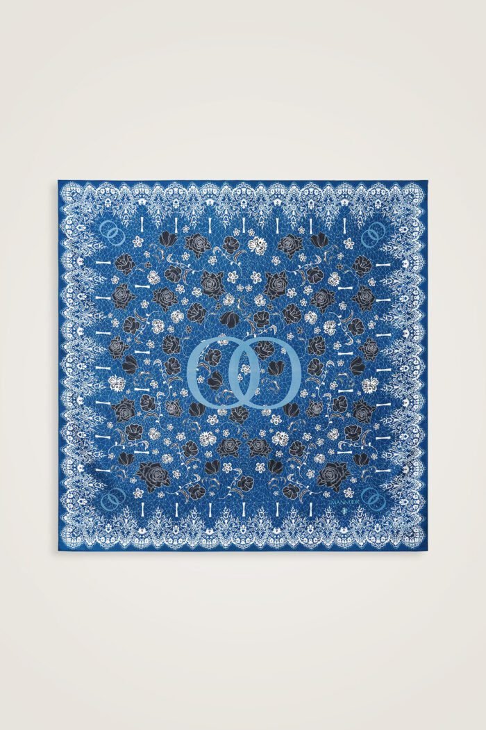 Gül Dantel Petrol-Turquoise Dubbelzijdig Tivil Zijden Hoofddoek - Afbeelding 4