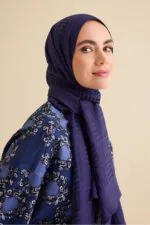 Naia katoenen sjaal donkerblauw – Iman Kare - Afbeelding 4