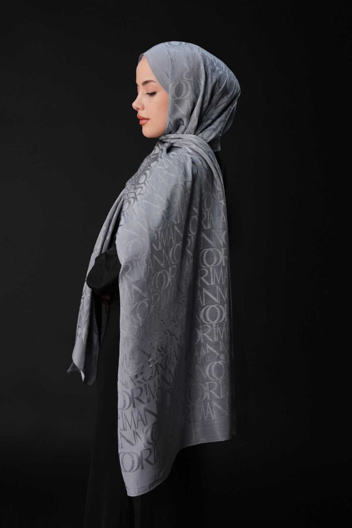 Monogram İmza Grijs Shiny Jacquard Sjaal - Afbeelding 4