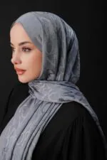 Glanzende jacquard sjaal grijs