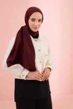 Naia katoenen sjaal bordeaux – Bambunoor - Afbeelding 2