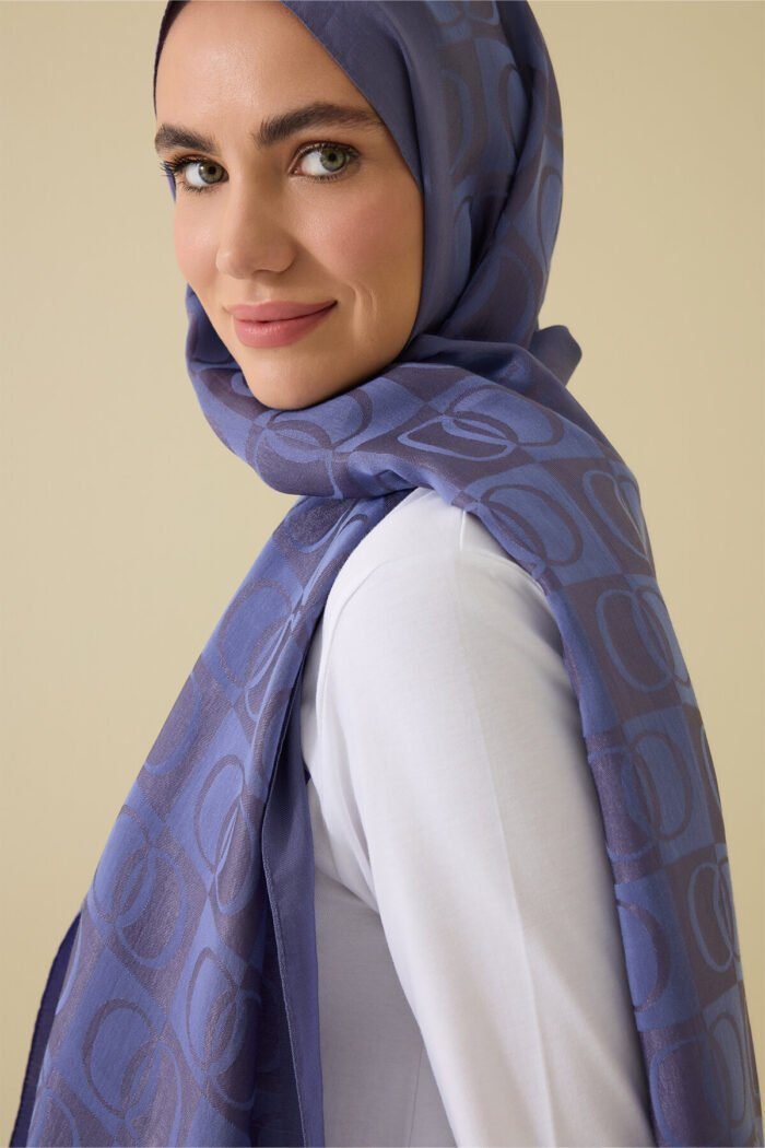 Dama Desen Lavendel Naia Katoenen Sjaal - Afbeelding 2