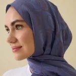 Naia katoenen sjaal met dambordprint – lavendel