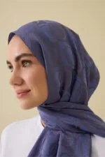 Naia katoenen sjaal met dambordprint – lavendel