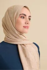 Dama Desen Antiek Beige Naia Katoenen Sjaal