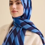 Cizgi Noor Blauw Viscose Sjaal
