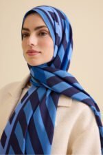 Cizgi Noor Blauw Viscose Sjaal