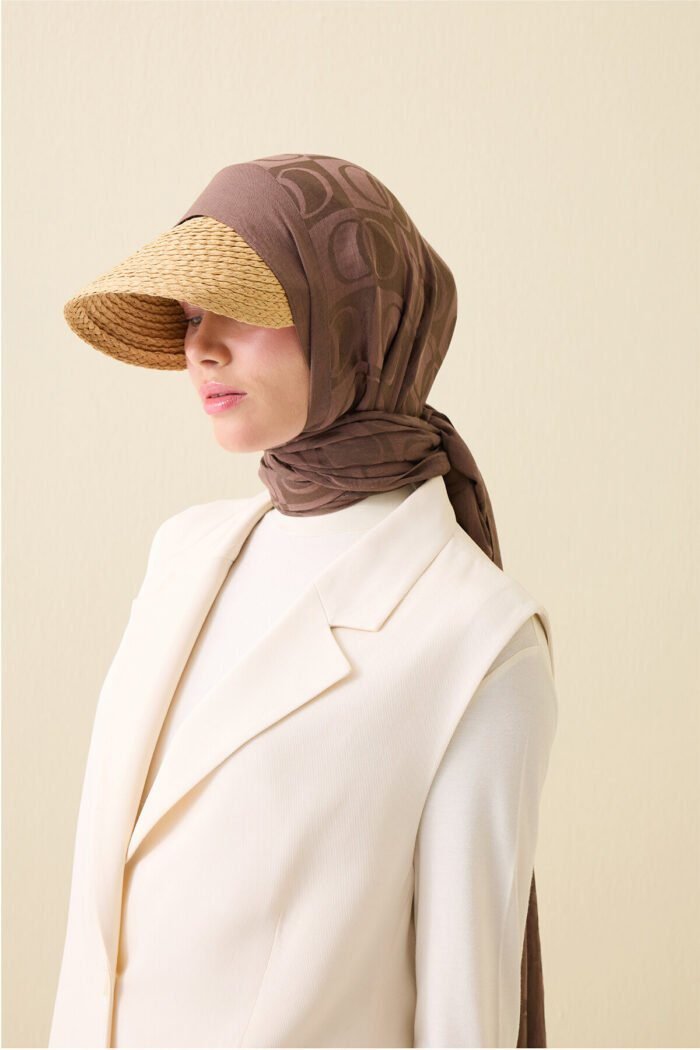 Dama Desen Lichtbruin Naia Katoenen Sjaal - Afbeelding 3