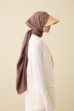 Dama Desen Lichtbruin Naia Katoenen Sjaal - Afbeelding 2