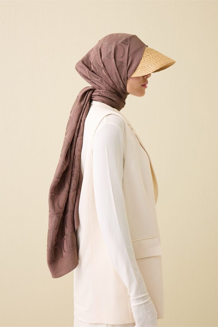 Dama Desen Lichtbruin Naia Katoenen Sjaal - Afbeelding 2