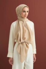 Dama Desen Beige Naia Katoenen Sjaal