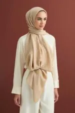 Dama Desen Beige Naia Katoenen Sjaal
