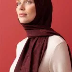Naia katoenen sjaal met dambordprint – bordeaux