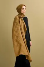 Naia katoenen sjaal met dambordprint – khaki - Afbeelding 2