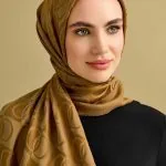 Naia katoenen sjaal met dambordprint – khaki