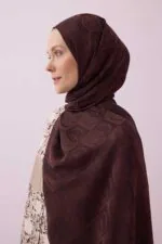 Dama Desen Bruin Naia Katoenen Sjaal