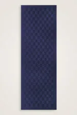 Naia katoenen sjaal met dambordprint – marineblauw - Afbeelding 3