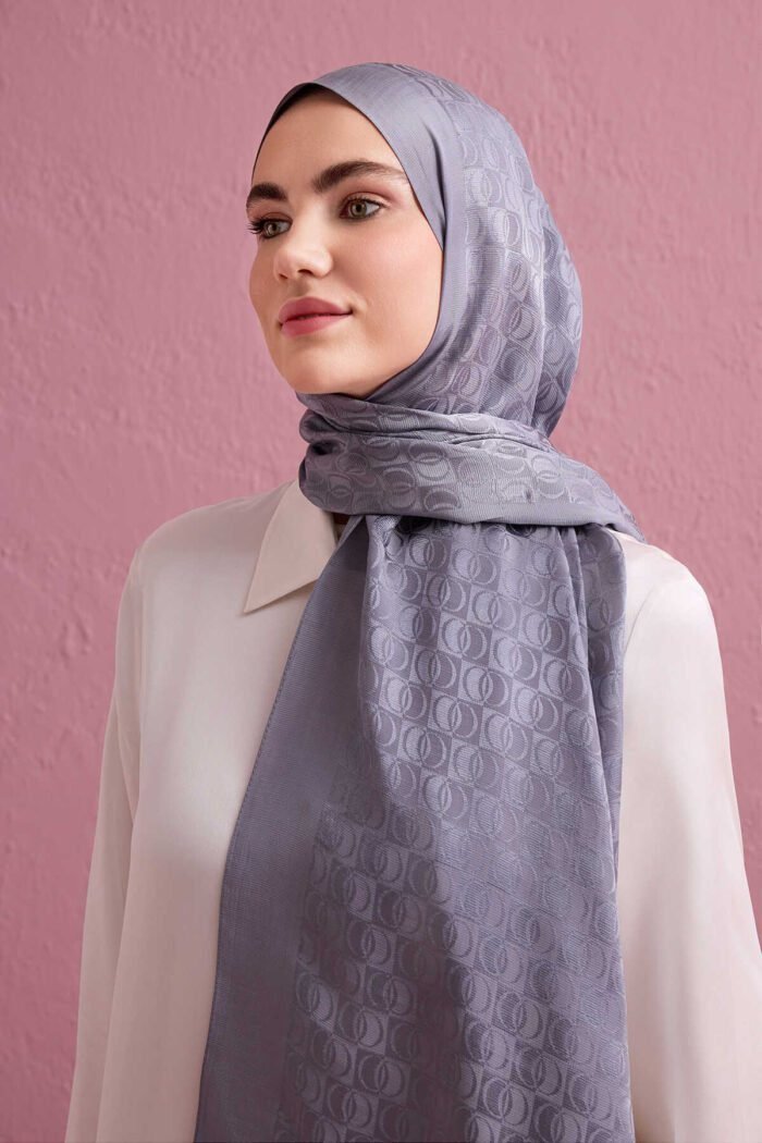 Dama Logo Grijs Shiny Jacquard Sjaal - Afbeelding 2