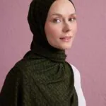 Tencel stretch sjaal khaki – Geweven Noor