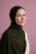 Tencel stretch sjaal khaki – Geweven Noor