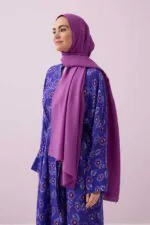 Effen naia katoenen sjaal fuchsia - Afbeelding 2