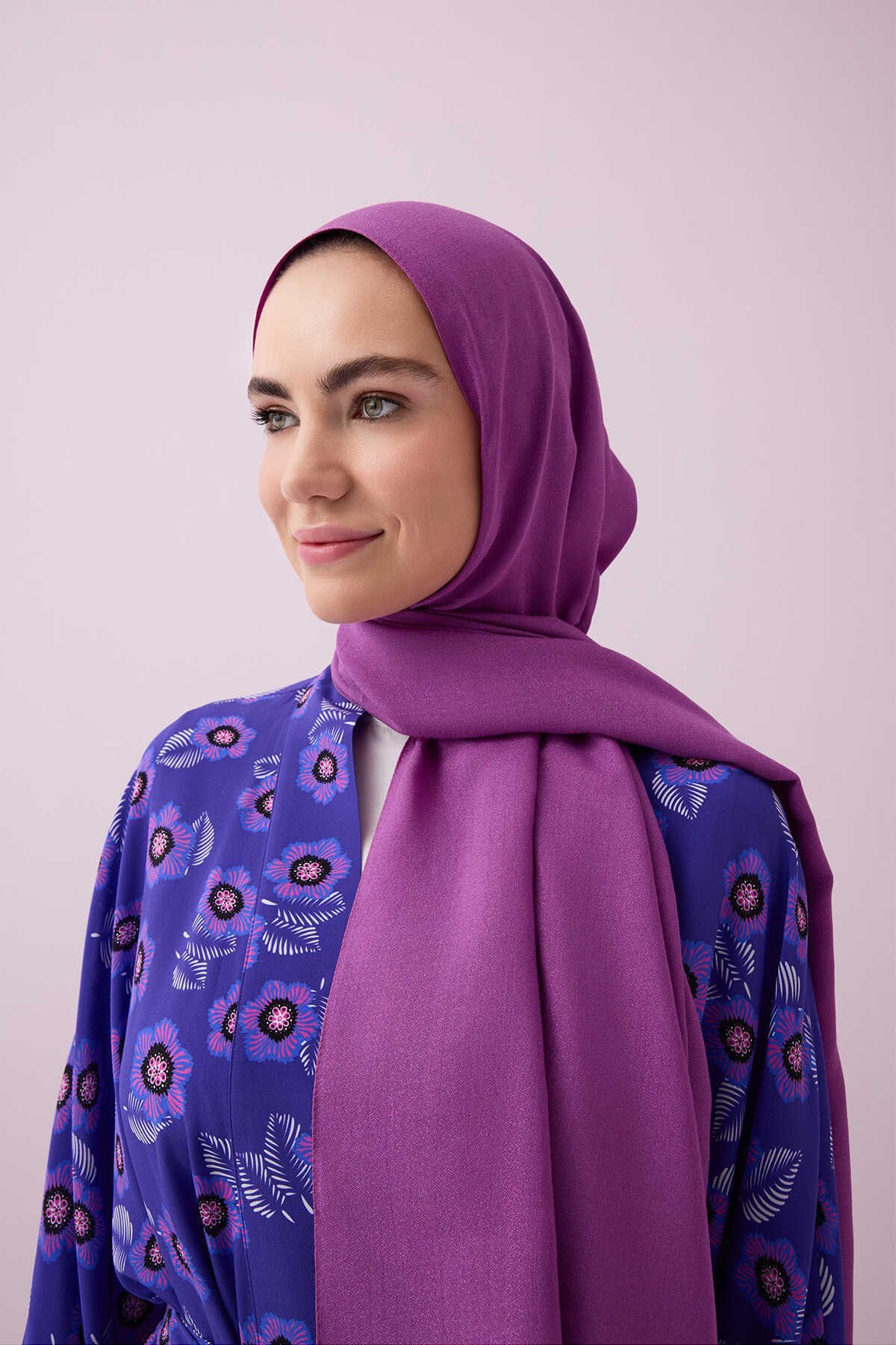 duz-fusya-naia-pamuk-sal-naia-pamuk-sal-imannoor-16159-40-B Solid Fuchsia Naia Katoenen Sjaal - Afbeelding 1