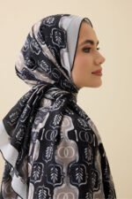 Girdap zwart-grijs Zijden Sjaal