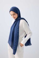 Güneş Dogarken Marineblauw Ferah Tencel Sjaal - Afbeelding 2