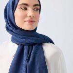 Güneş Dogarken Marineblauw Ferah Tencel Sjaal