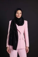 Glanzende jacquard sjaal zwart – Güneş Doğarken - Afbeelding 2