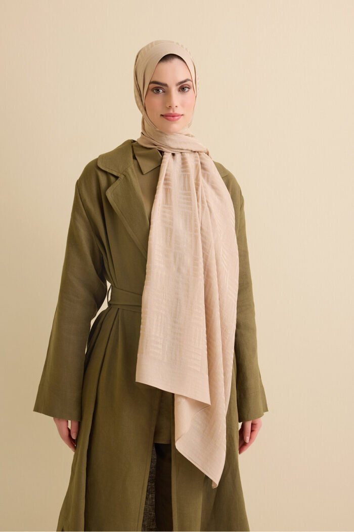 İman Kare Antiek Beige Naia Katoenen Sjaal - Afbeelding 2