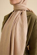 İman Kare Antiek Beige Naia Katoenen Sjaal - Afbeelding 3