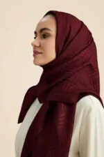 Naia katoenen sjaal bordeaux – Iman Kare - Afbeelding 3