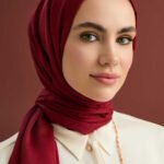 Zincir Kare Bordeaux Katoen-Zijden Sjaal