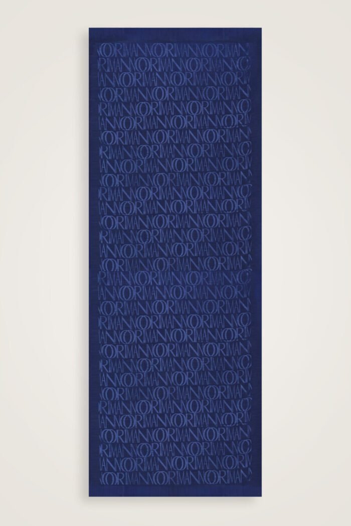 Monogram İmza Marineblauw Shiny Jacquard Sjaal - Afbeelding 4